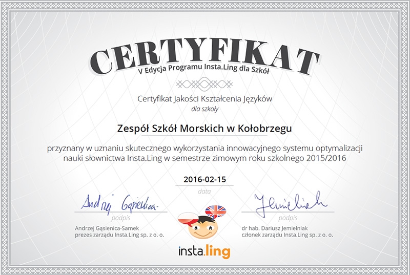 Certyfikat Insta.ling