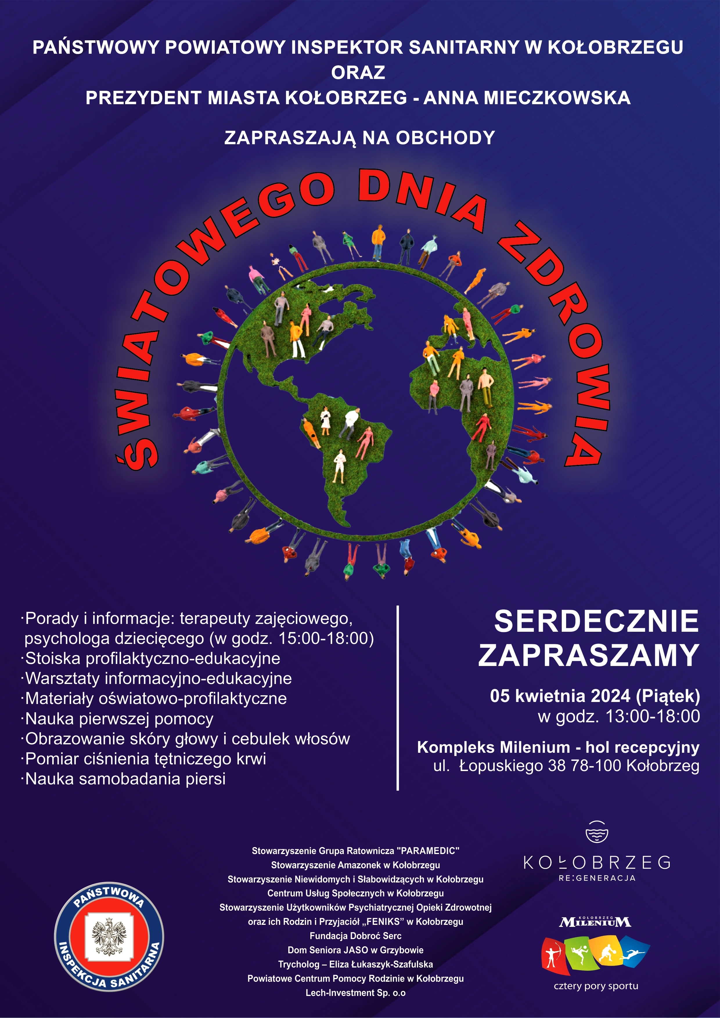 plakat Światowego Dnia Zdrowia wraz z programem imprezy